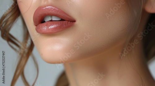 A woman is given beauty injections, a filler is injected into the wrinkles of the skin of the neck. close-up injections filling with filler circles of venus on the neck.