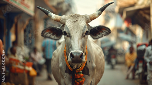 Sacred cow in India.  photo