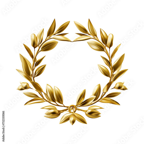 Golden olive crown isolated on transparent or white background