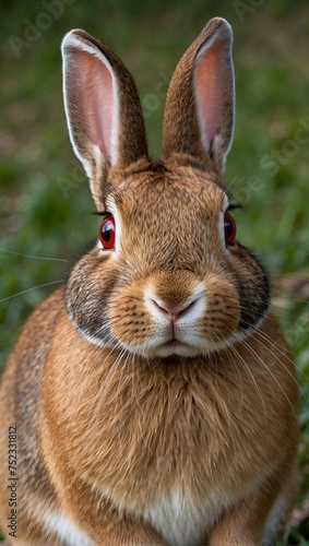 Portrait of Elegance Wheaty White Skin, Sharp Jaw, Plump Apple Lips, and the Enigmatic Rabbit Mask  photo