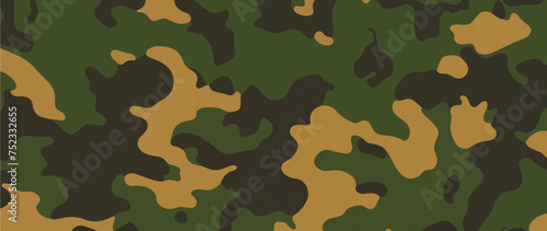 Green camouflage pattern background banner. Vector design.
