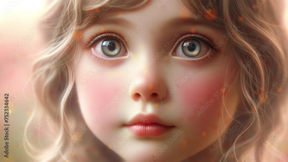 A child's face with orange highlights. A child's face with orange highlights.
