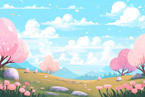 Easter Background - Flat Illustration - Pastel Colours