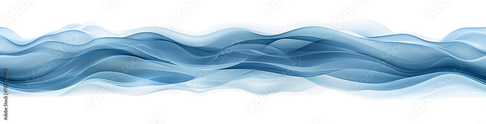 Fototapeta premium Abstract dark blue color waves background. Horizontally seamless pattern. Empty white space up and down. Generative AI