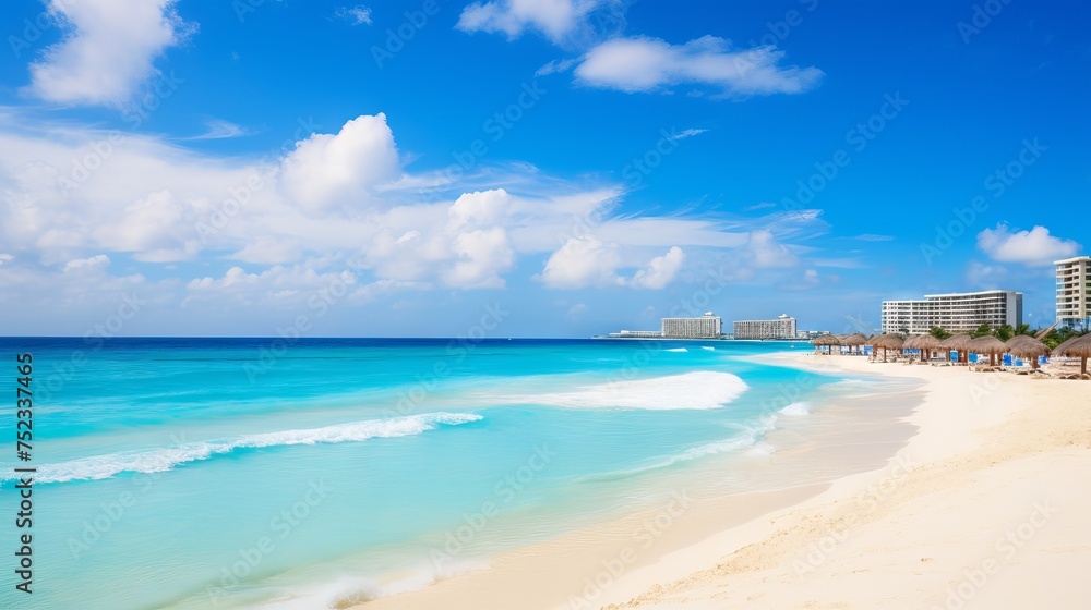 Idyllic Cancun Beach Resort View: Stunning Ocean Vista with Canon RF 50mm f/1.2L USM