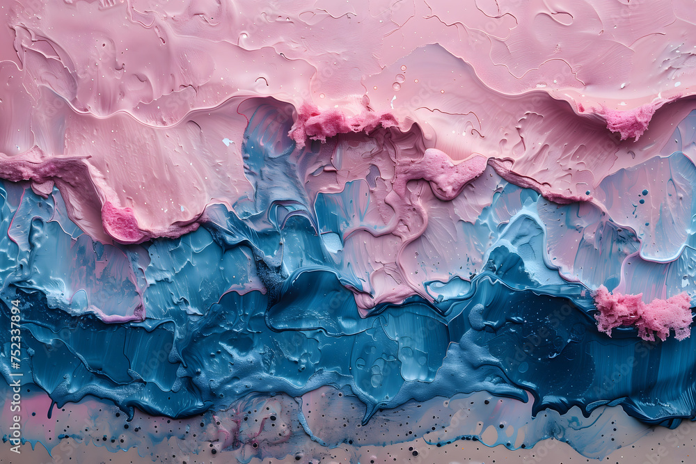 Close Up of a Pink and Blue Painting