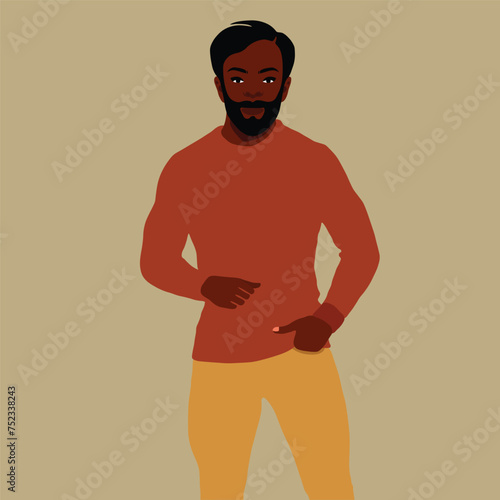 Modern fashionable black man in elegant art style vector