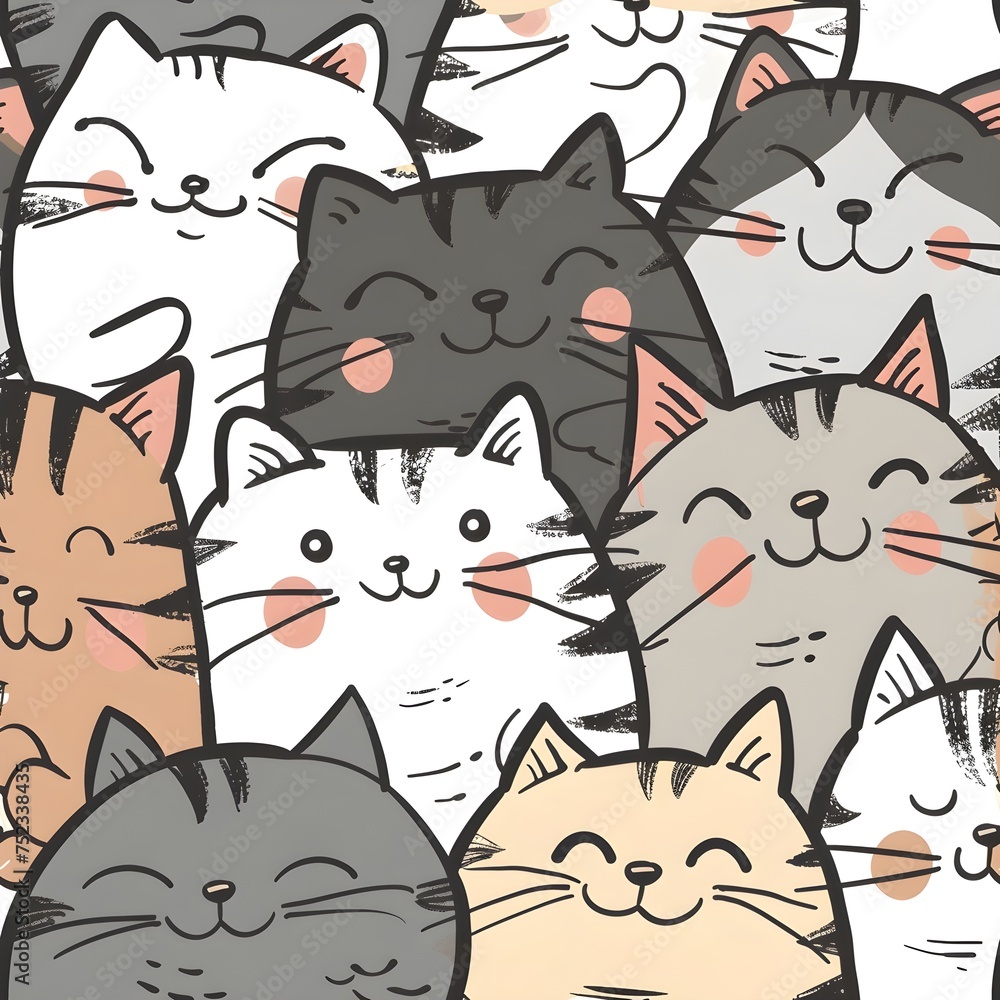 Seamless pattern with cats. Seamless pattern with cats.
