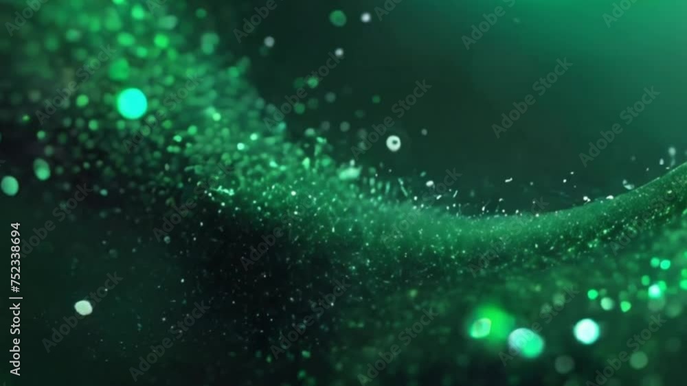 Video, abstract background. Green sparkles and glitter on a green background. AI generative. Video, abstract background. Green sparkles and glitter on a green background. AI generative.