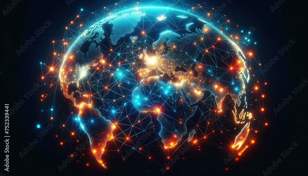 Global Connectivity Concept with Glowing Network and World Map
