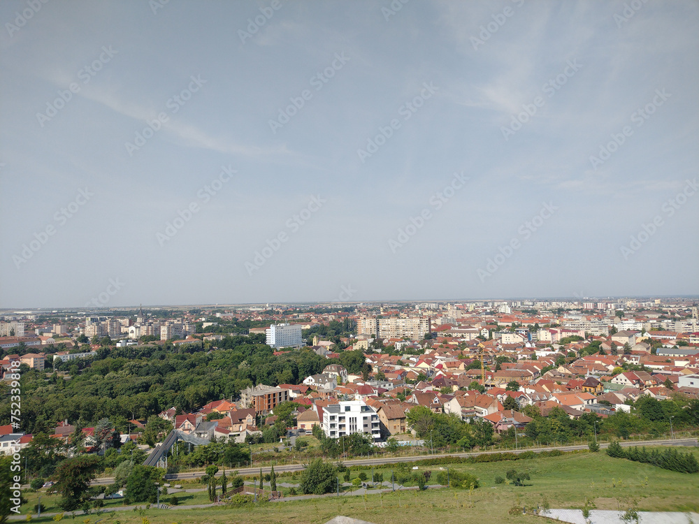 Fototapeta premium Aerial view of Oradea city, Romania, in July 2023