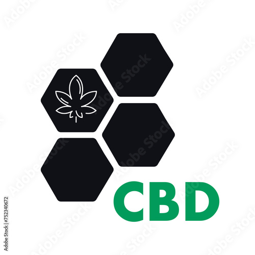 CBD Cannabidiol vector logo design isolated on white. Letters CBD.