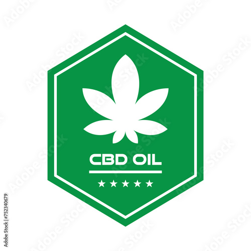 CBD Oil. Cannabidiol oil vector logo for bottle or packaging design.