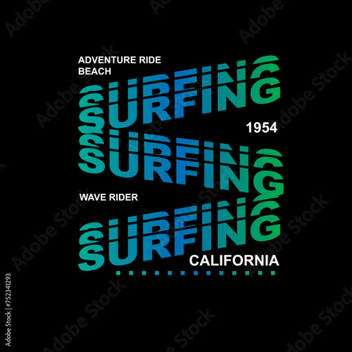 Canvas Print Surfing Adventure beach california wave rider typography poster design