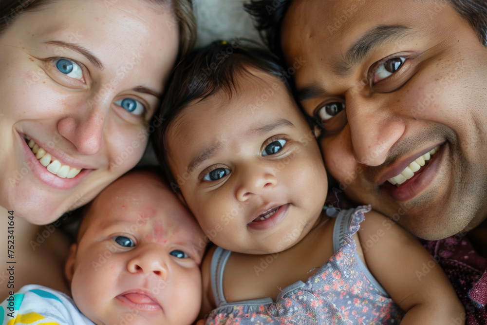 Close up portrait of family of mixed race Close up portrait of family of mixed race