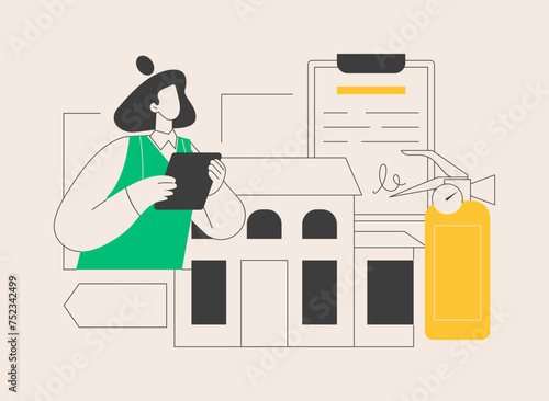 Fire inspection abstract concept vector illustration.