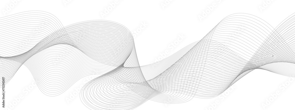 Seamless wavy curve lines on transparent background. Flowing wave future technology concept. Business, voice, sound, music, poster, banner background.