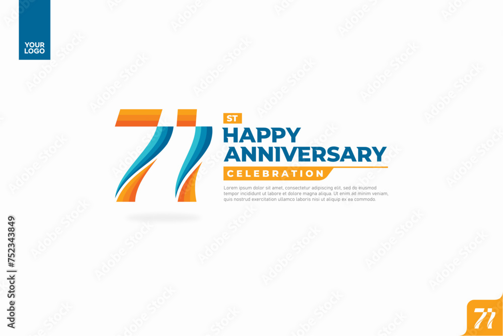 71st happy anniversary celebration with orange and turquoise gradations on white background. 71st happy anniversary celebration with orange and turquoise gradations on white background.