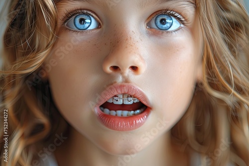 smiling little girl with or...