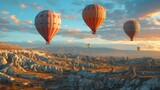 Hot air balloon flying over Cappadocia