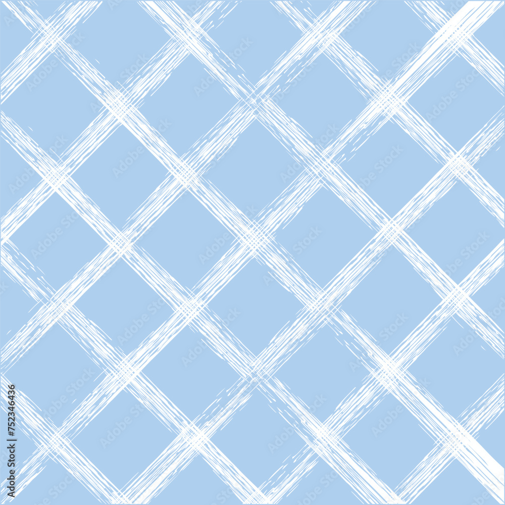 Vector hand drawn cute wavy checkered pattern. Doodle Plaid brush crayon simple texture. Crossing squiggle lines. Abstract cute delicate pattern ideal for fabric.