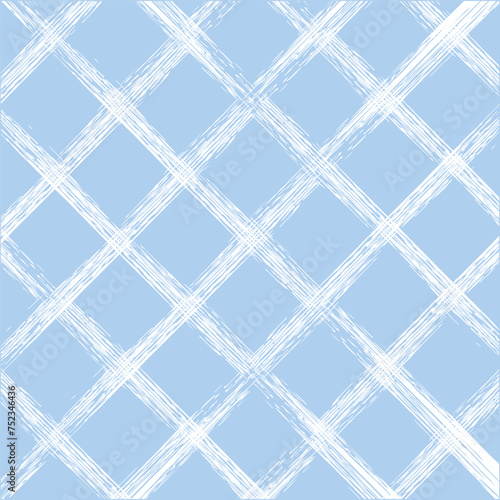 Vector hand drawn cute wavy checkered pattern. Doodle Plaid brush crayon simple texture. Crossing squiggle lines. Abstract cute delicate pattern ideal for fabric.