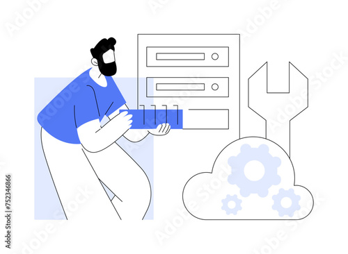 Datacenter technician isolated cartoon vector illustrations.