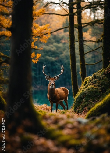 "Tranquil Forest: Minimal Cinematic Deer Scene"