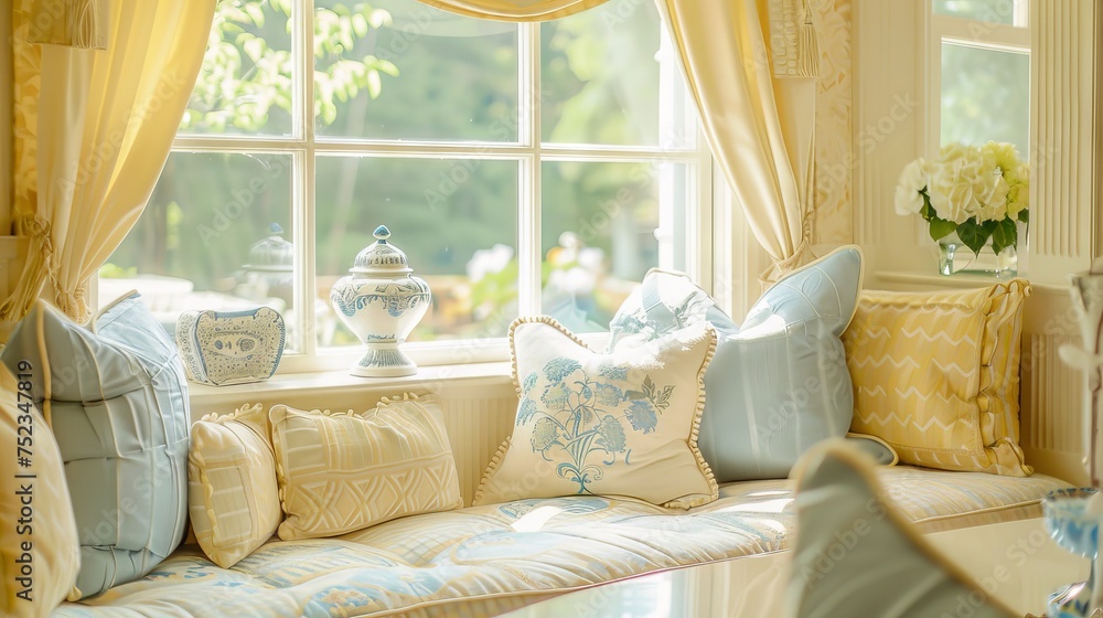 Butter yellow and powder blue, gentle morning theme, soft sunrise hues, peaceful breakfast nook, warm sunny mornings, serene start to the day, light airy ambiance, tranquil morning light Butter yellow and powder blue, gentle morning theme, soft sunrise hues, peaceful breakfast nook, warm sunny mornings, serene start to the day, light airy ambiance, tranquil morning light