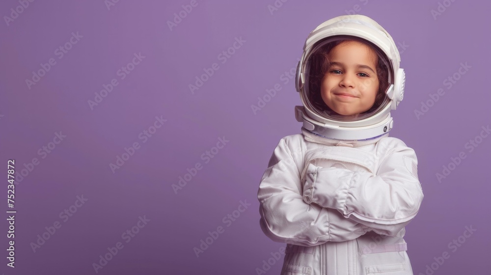 Super resolution, Happy smiling brasilian astronaut child boy, isolated, rim light, on pastel purple studio background, AI Generative Super resolution, Happy smiling brasilian astronaut child boy, isolated, rim light, on pastel purple studio background, AI Generative
