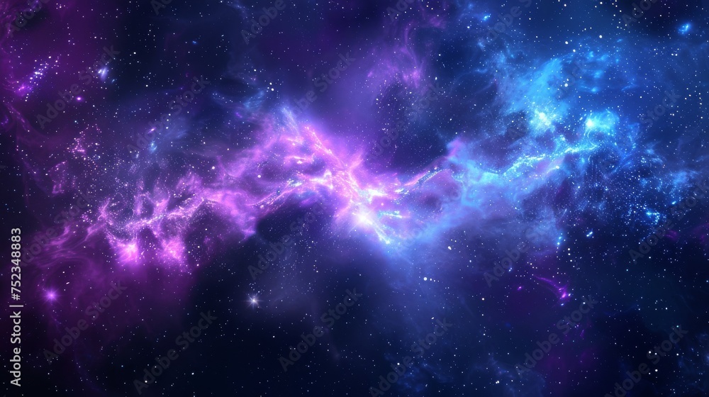 Deep space blue and cosmic purple, starry night sky theme, celestial abstract pattern, galactic light burst, mysterious outer space, ethereal nebula blend, astral texture, enigmatic backdrop