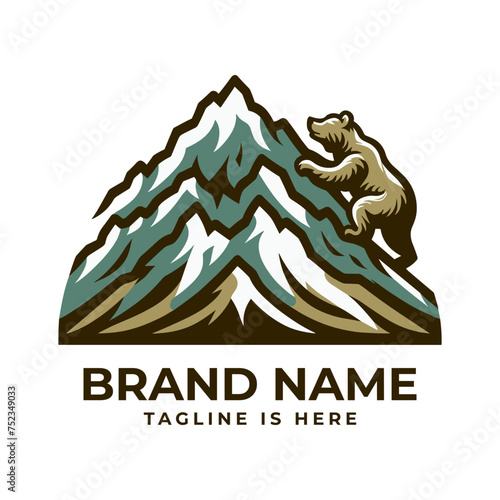 A bear climbing a hill, symbolizing resilience, determination, and overcoming challenges. Suited for outdoor adventure brands or motivational organizations.