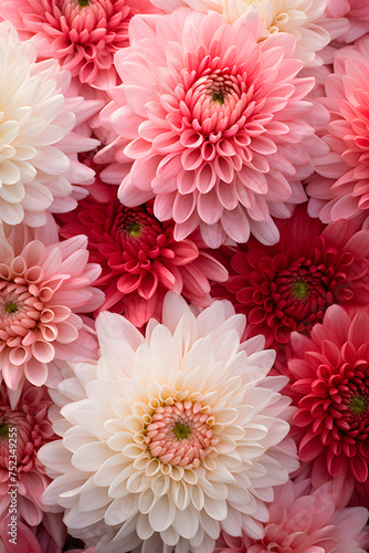 Close-Up View of Vibrant Chrysanthemum Blooms: Colorful Symphony of Nature's Beauty © Isaac