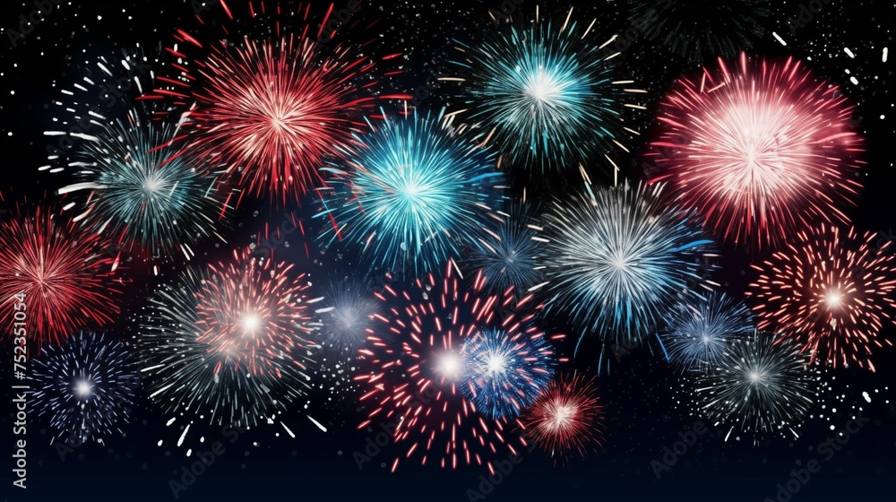 Vivid Red and Blue Firework Display - Perfect for National Celebrations