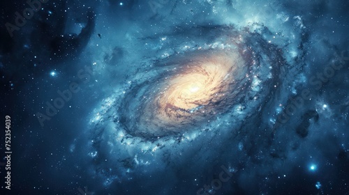 Majestic spiral galaxy amidst star-studded cosmic clouds