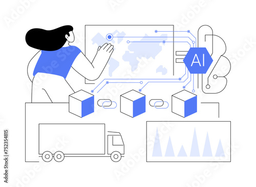 Enhanced Transparency with AI-Backed Blockchain abstract concept vector illustration.