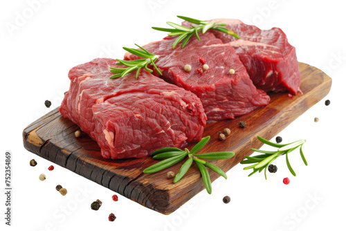 Premium Fresh Raw Red Beef Meat Slices Isolated on Transparent or White Background