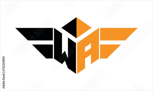 WA initial letter falcon icon gaming logo design vector template. batman logo, sports logo, monogram, polygon, war game, symbol, playing logo, abstract, fighting, typography, icon, minimal, wings logo