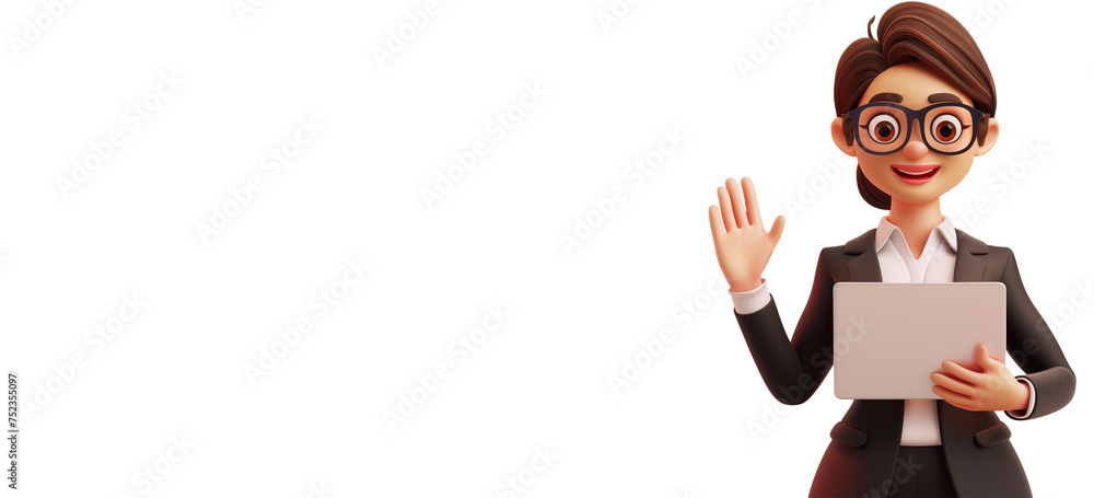 3D Business woman cartiin isolated 3D Business woman cartiin isolated