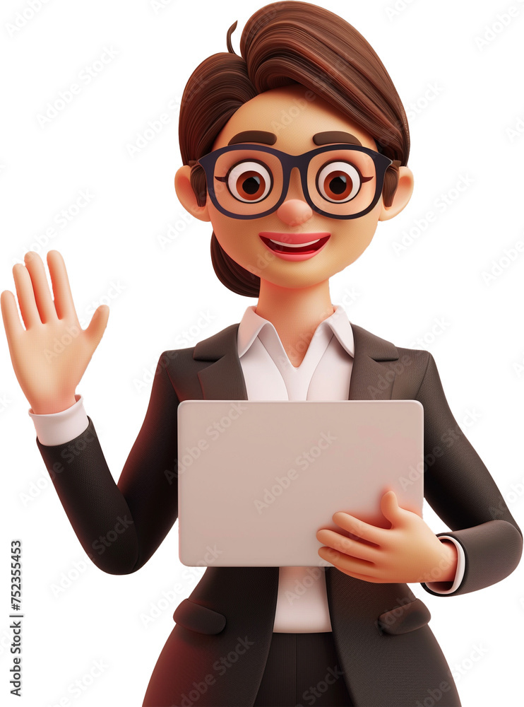 3D Business woman cartiin isolated 3D Business woman cartiin isolated