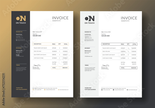 Minimal invoice form template vector design
