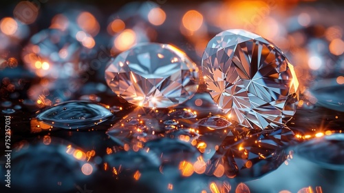 Sparkling Diamonds Glittering Against a Bright Light Backdrop