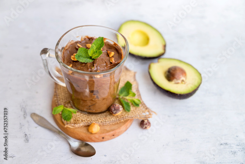 Healthy Homemade Avocado Pudding with Mint photo