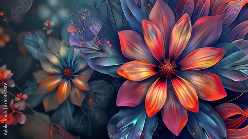 Background Abstract floral elements  big flowers