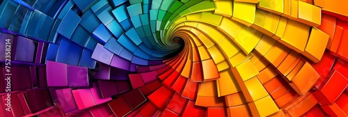 Colorful Spiral of Blocks Wallpaper, To provide a unique and colorful background or wallpaper option for digital design projects