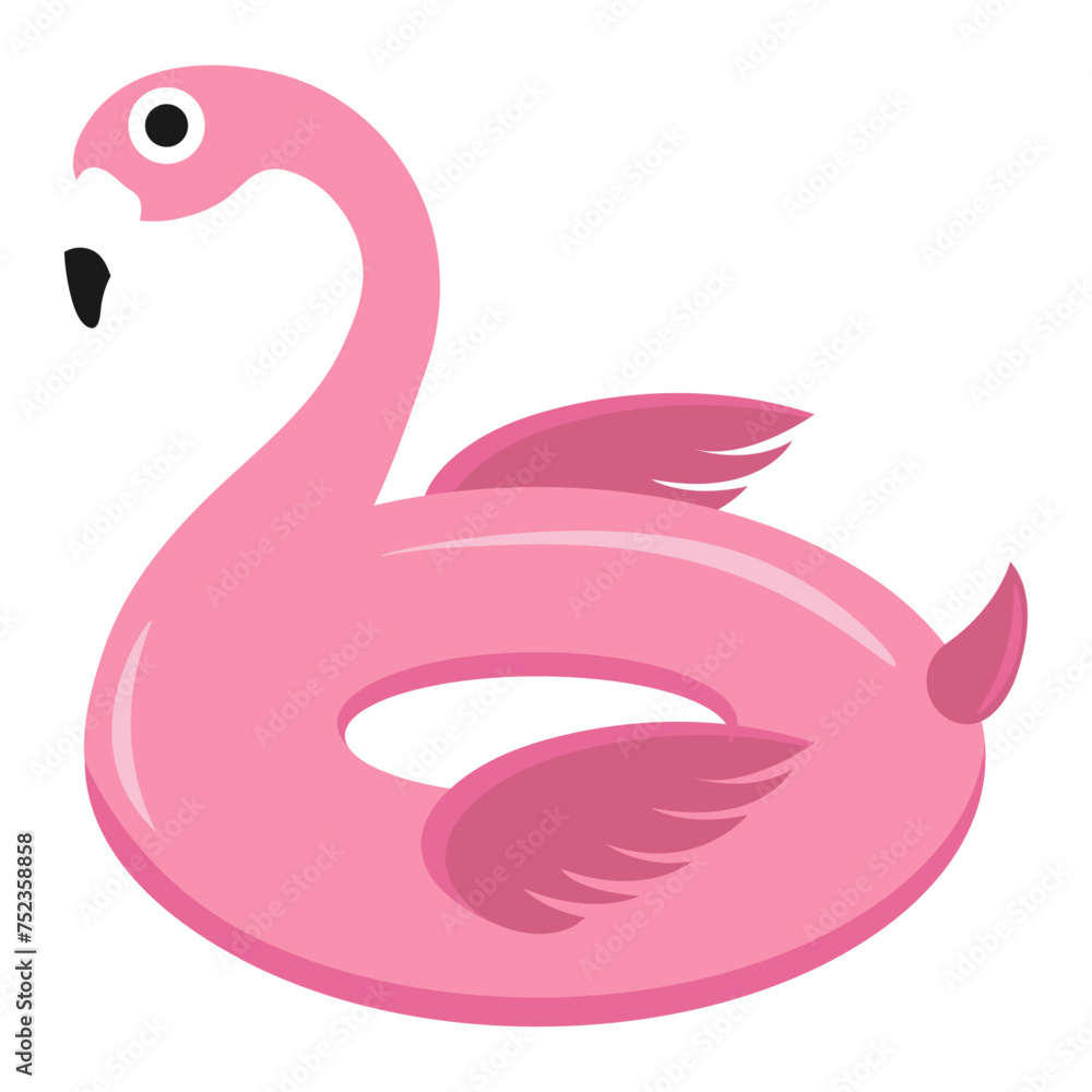 Inflatable swimming ring in the shape of a flamingo. Vector illustration set. Inflatable swimming ring in the shape of a flamingo. Vector illustration set.