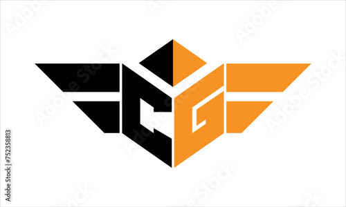 CG initial letter falcon icon gaming logo design vector template. batman logo, sports logo, monogram, polygon, war game, symbol, playing logo, abstract, fighting, typography, icon, minimal, wings logo