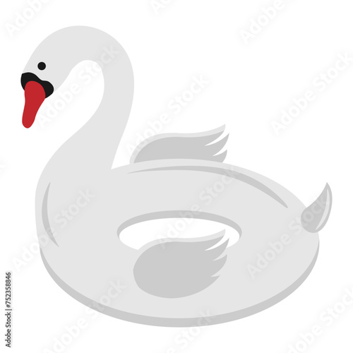 Inflatable swimming ring in the shape of a swan. Vector illustration set.