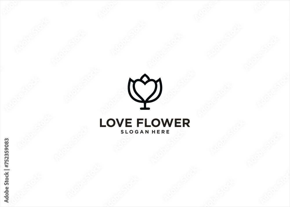 Vector love flower heart logo template Vector love flower heart logo template