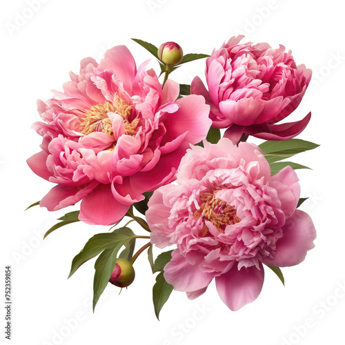 Beautiful peony flowers isolated on white.